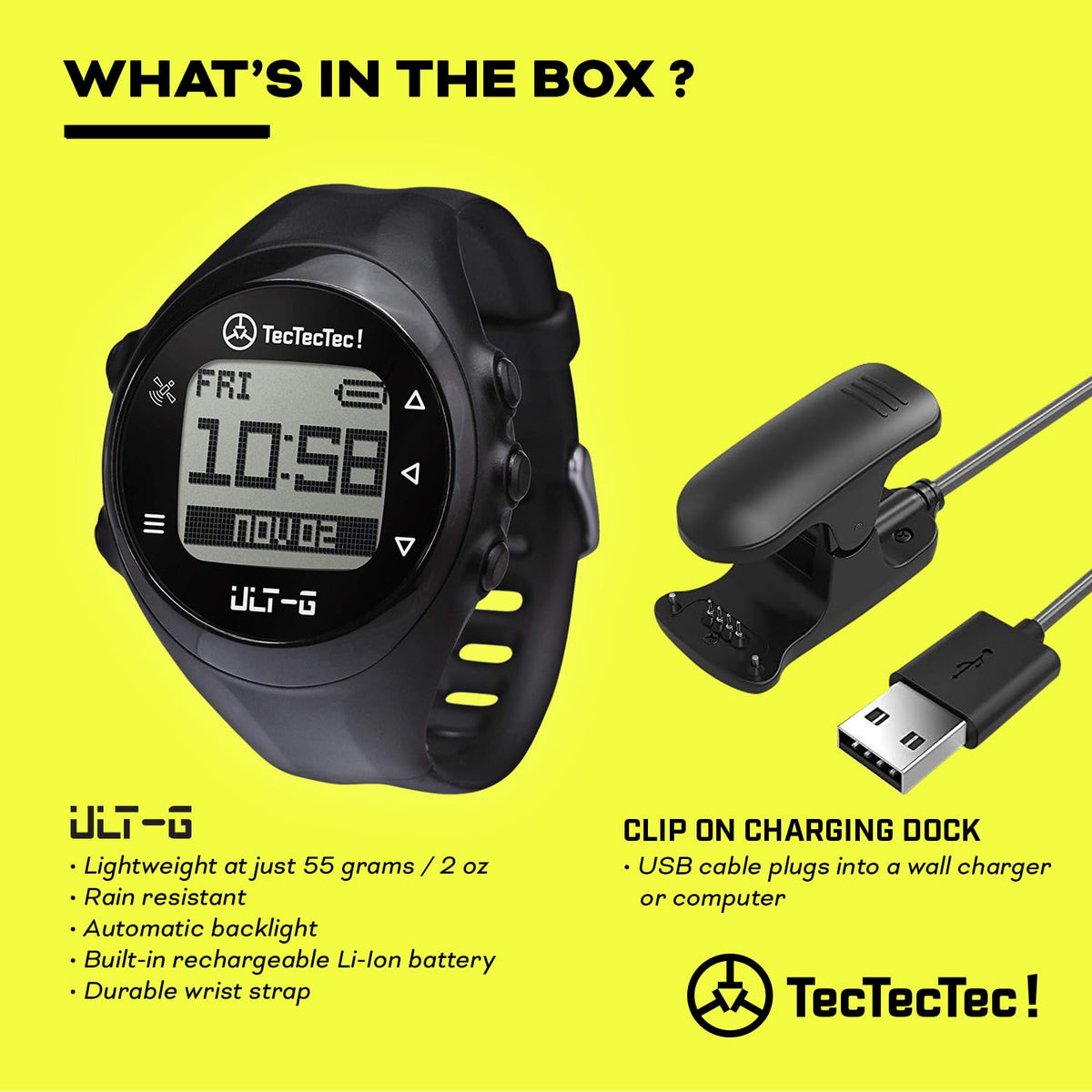 TecTecTec ULT-G on the wrist with no phone requirement