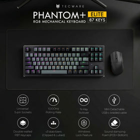 TECWARE Phantom+ compact TKL side profile for comfortable, efficient use