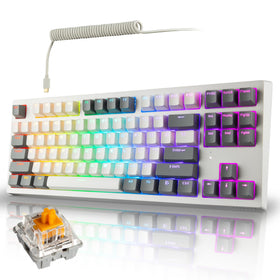 TECWARE Phantom+ Elite keyboard close-up on Wraith Orange switch for precise gaming keystrokes.
