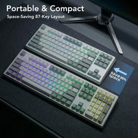 TECWARE Phantom+ Elite side profile with 2.4GHz dongle and USB‑C port, flexible low-latency connectivity