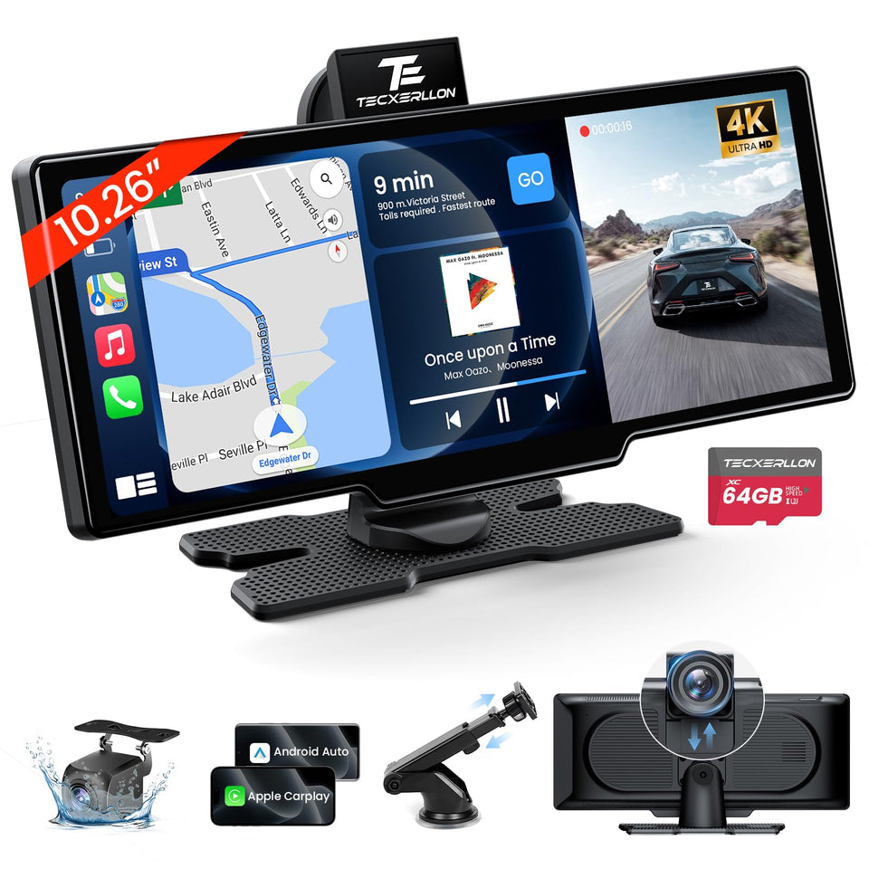 TECXERLLON 10.26-inch carplay screen front view enhances on-road infotainment