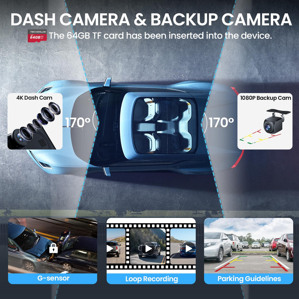 TECXERLLON 1080p rear backup camera aids safe reversing