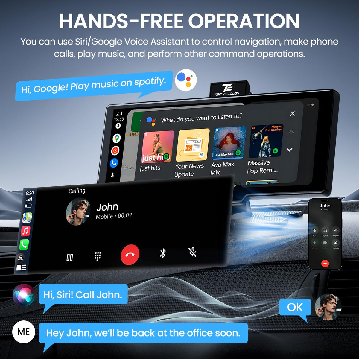 TECXERLLON easy installation with dashboard and suction mounts