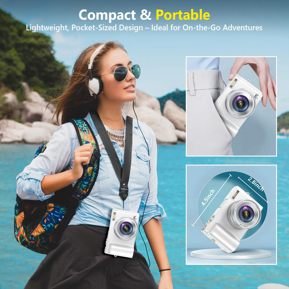 TEFTYMON includes 2 batteries and straps for travel reliability