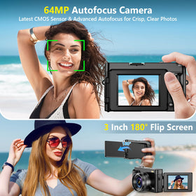 TEFTYMON 4K camera flip-screen closeup for vloggers and self-recording.