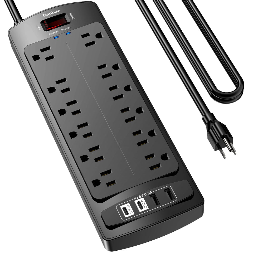 Teiobar front view showing all outlets and compact design, improves device organization