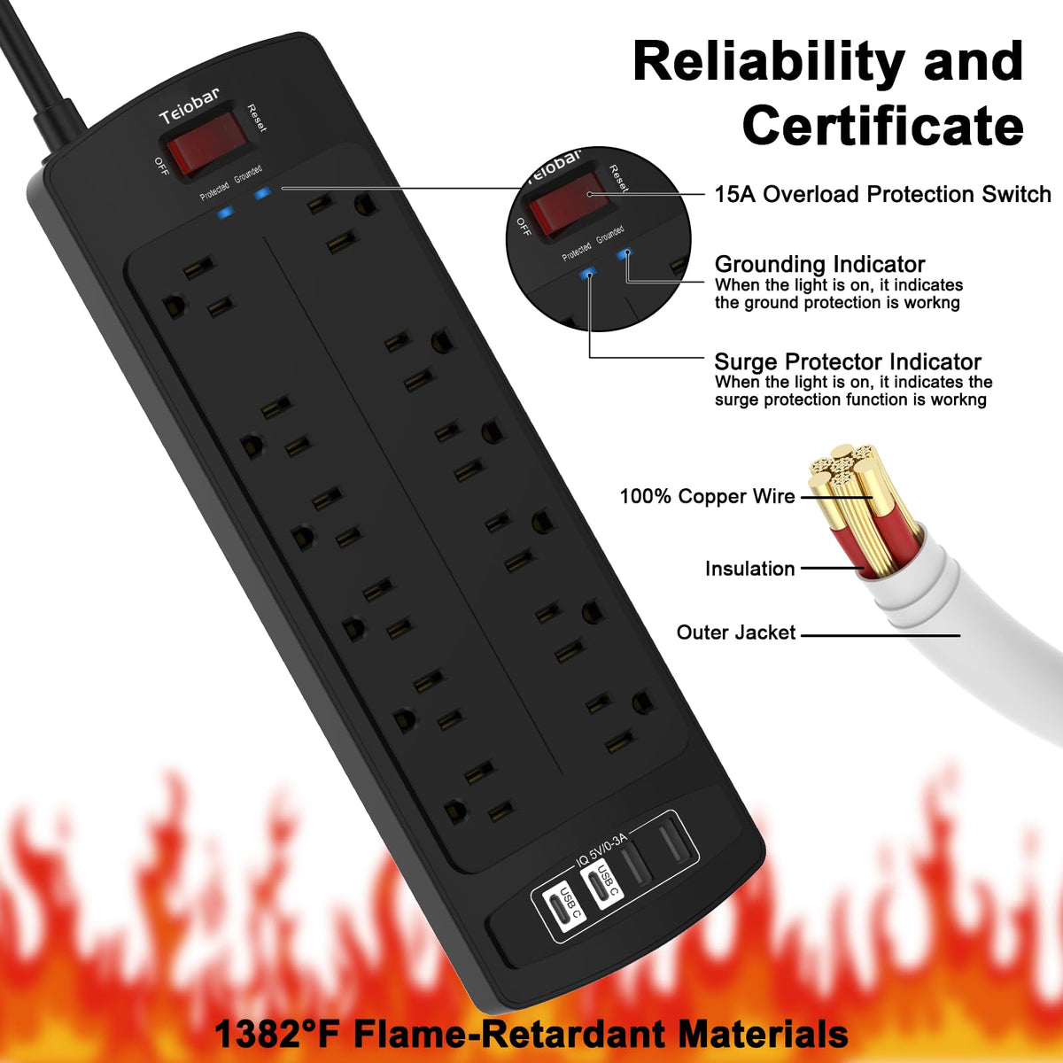 Teiobar next to laptop showing compact footprint and outlet accessibility