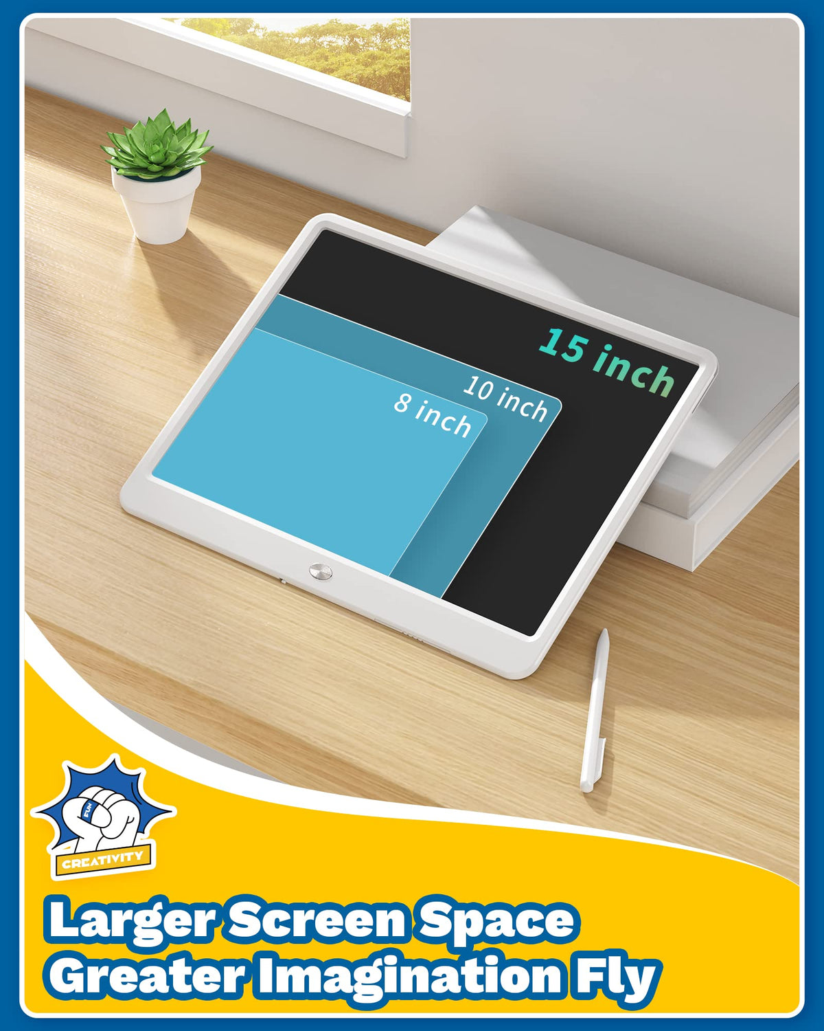 TEKFUN stylus close-up held over screen demonstrating precise pressure writing