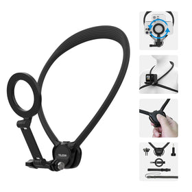 TELESIN neck mount SE 2.0 front view showing full kit for stable POV