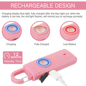 Tellegloww alarm clipped to a backpack strap for everyday carry and quick access