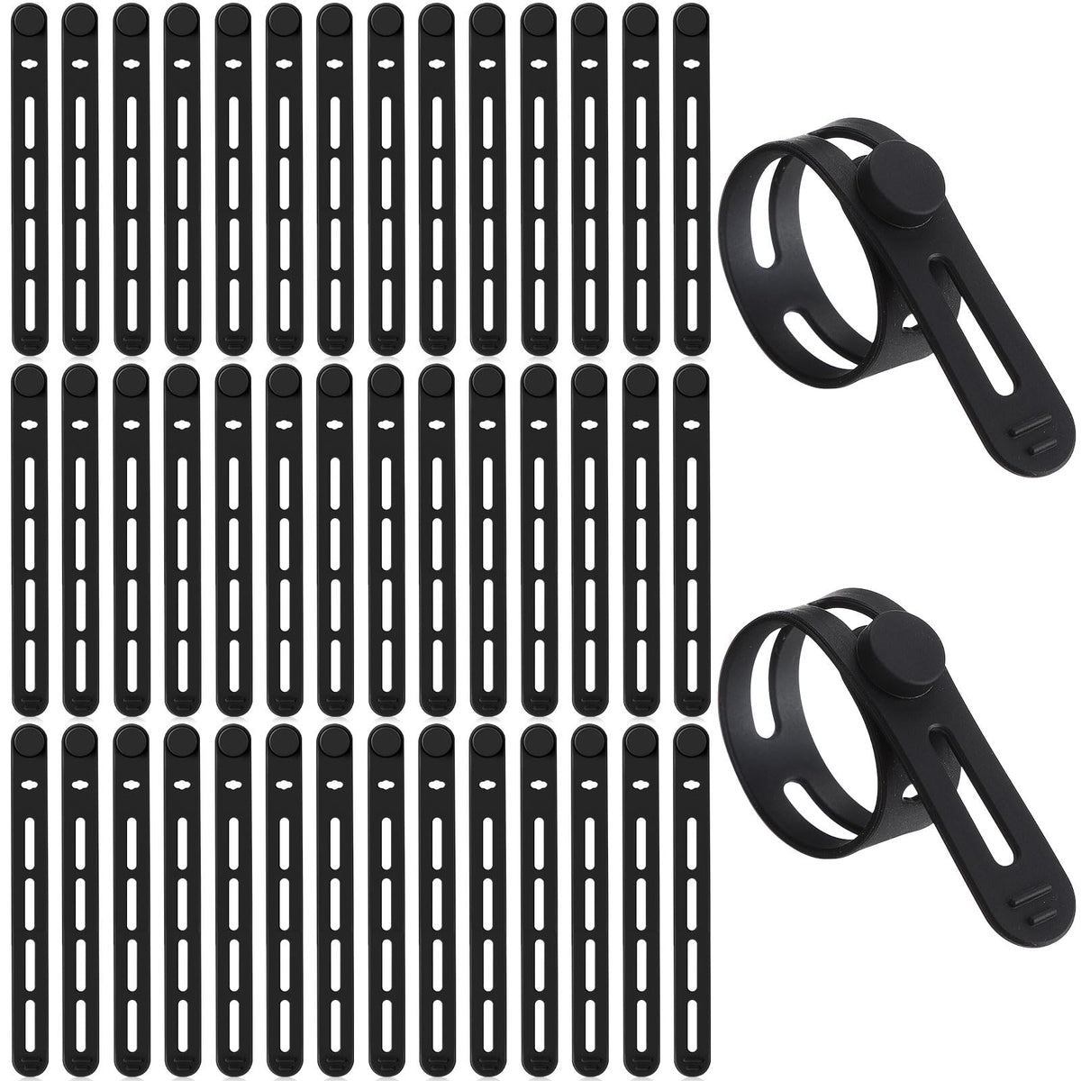 Tellegloww 42-pack black silicone cable ties for clutter-free cords on the go.