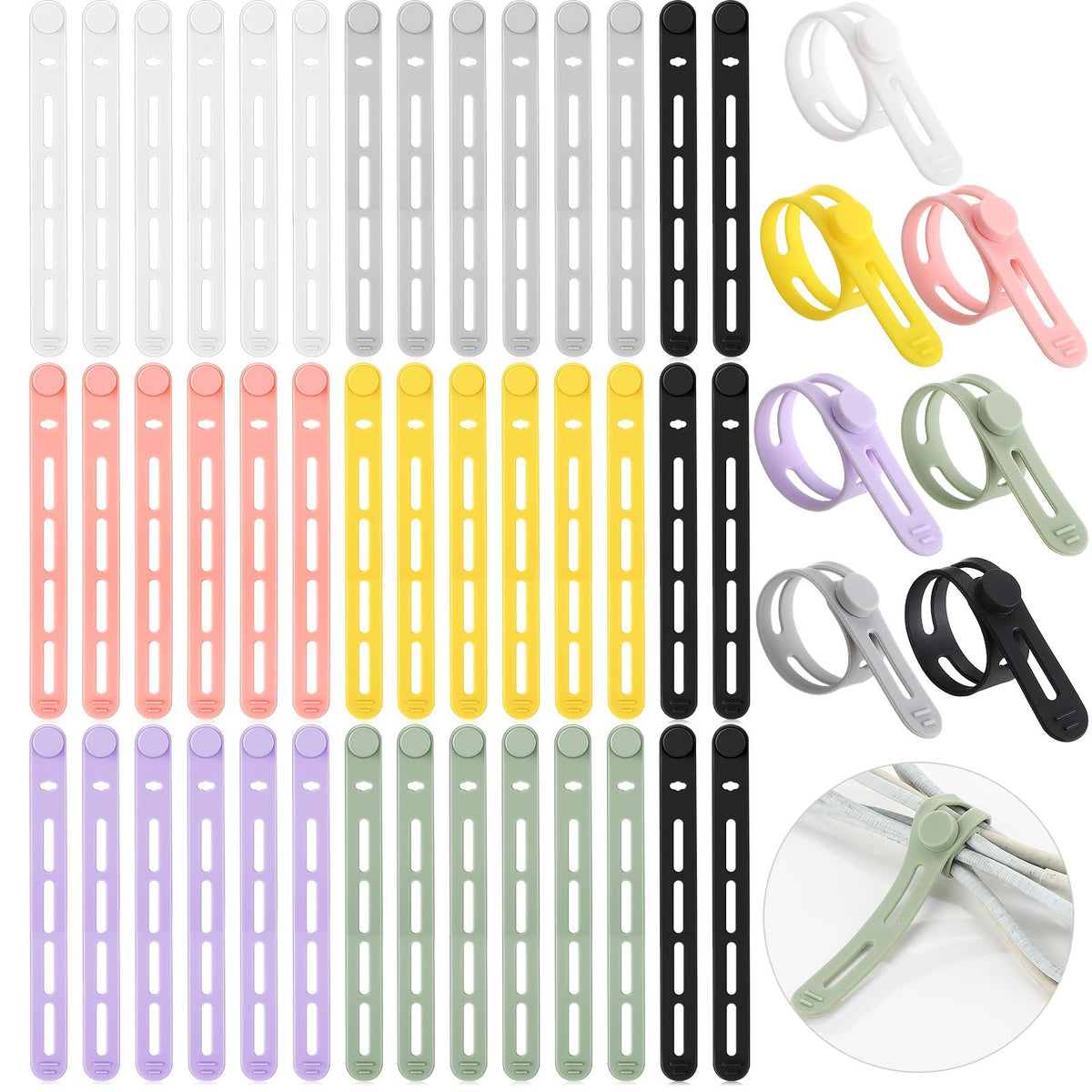 Tellegloww silicone cable ties in vibrant colors for clutter-free travel cable organization.