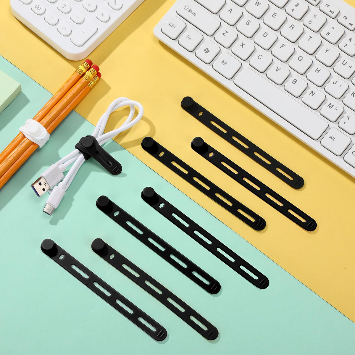 Tellegloww versatile silicone ties for home and kitchen cable management.