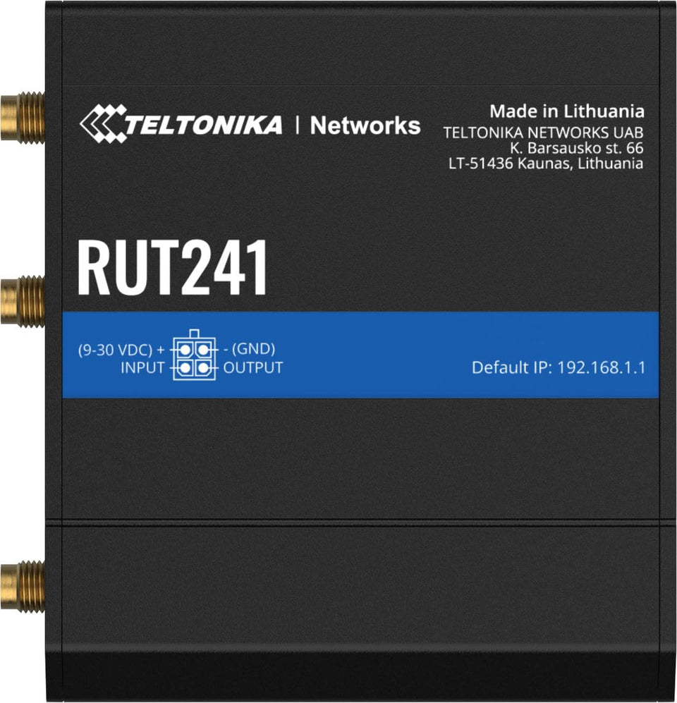 Teltonika RUT241 front view, compact router for reliable NA connectivity
