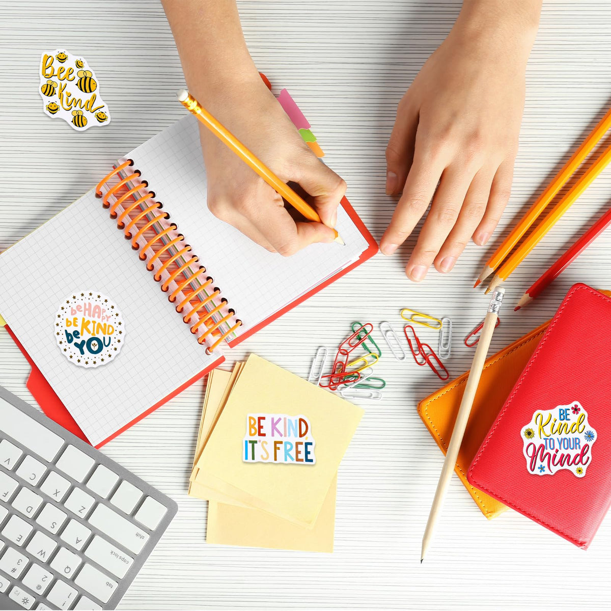 Tenceur Be Kind sticker showing gesture art for notebooks.