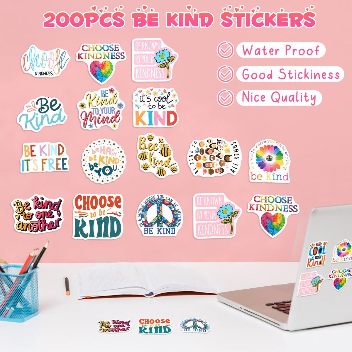 Tenceur Be Kind sticker with smiley face for daily inspiration.