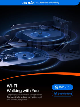 AC10 placed in a living room illustrating improved Wi‑Fi coverage and streaming