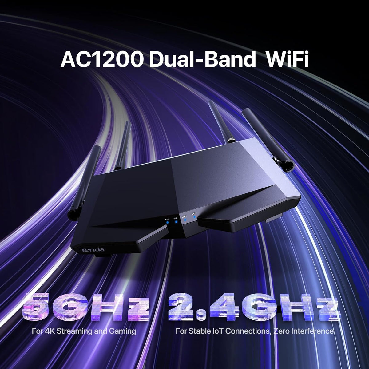 Tenda AC6 four external antennas visible, extending range for strong home coverage