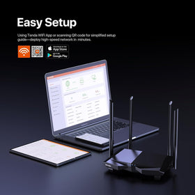 Tenda AC6 placed in living room, delivering fast WiFi for streaming and gaming