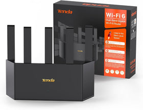 Tenda AX1500 front vertical view showing compact design and stable signal