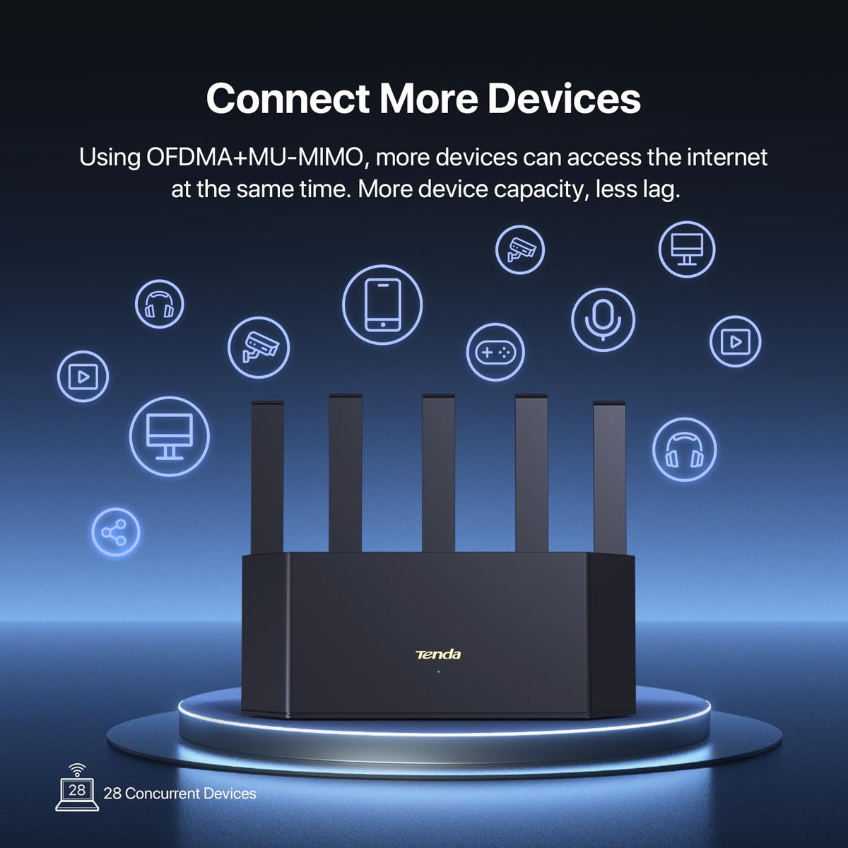Tenda AX1500 in living room demonstrating broader home WiFi reach