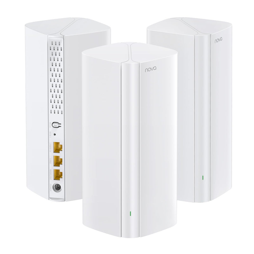 Tenda AX3000 Nova MX12 living room setup demonstrating seamless mesh coverage for streaming.