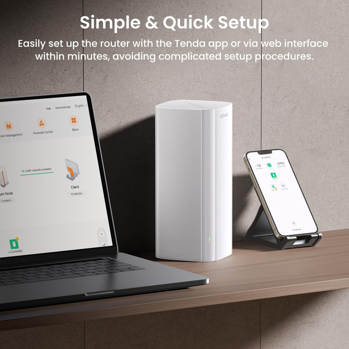 Tenda AX3000 Nova MX12 smart home setup benefits from stable mesh networking.