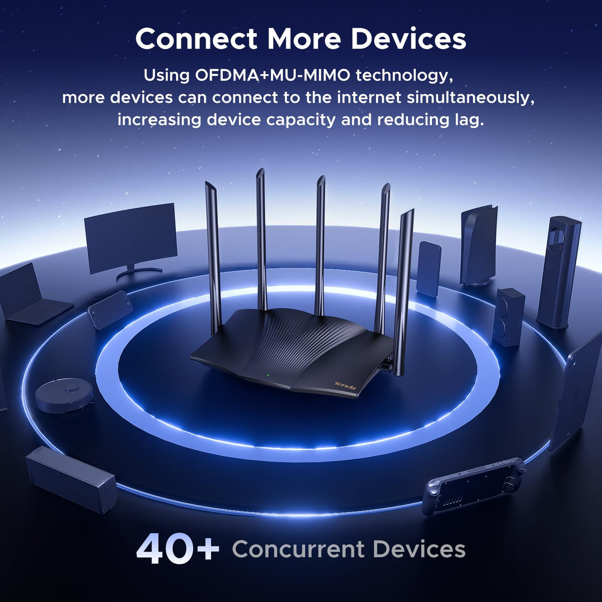 Tenda AX3000 in living room delivering fast streaming and stable connections