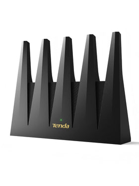 Tenda BE7200 front view showcases compact design for home WiFi coverage.