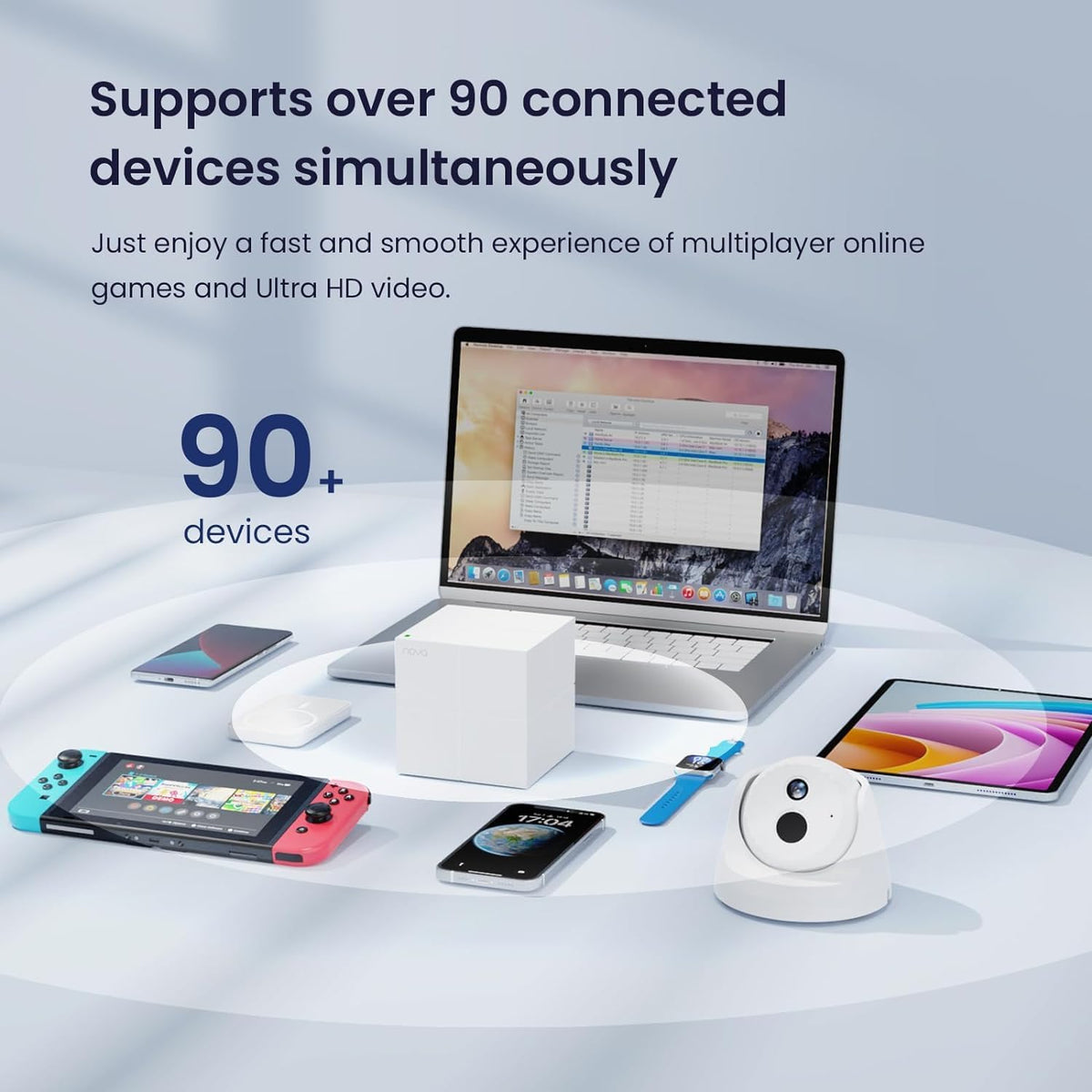 Tenda Nova MW6 device with gigabit ports supporting fast, stable connections.