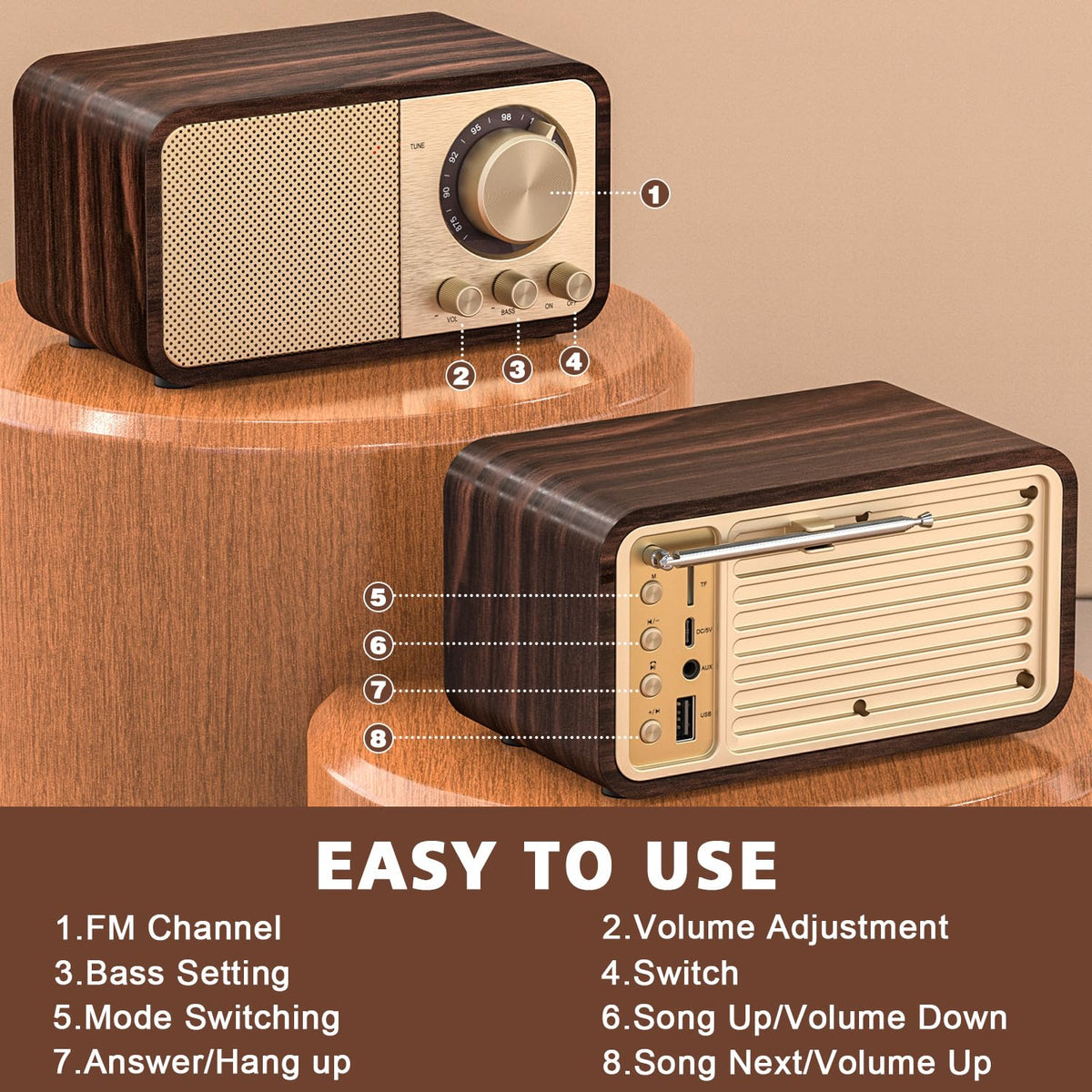 Tendak radio large tuning dial for easy one-handed operation