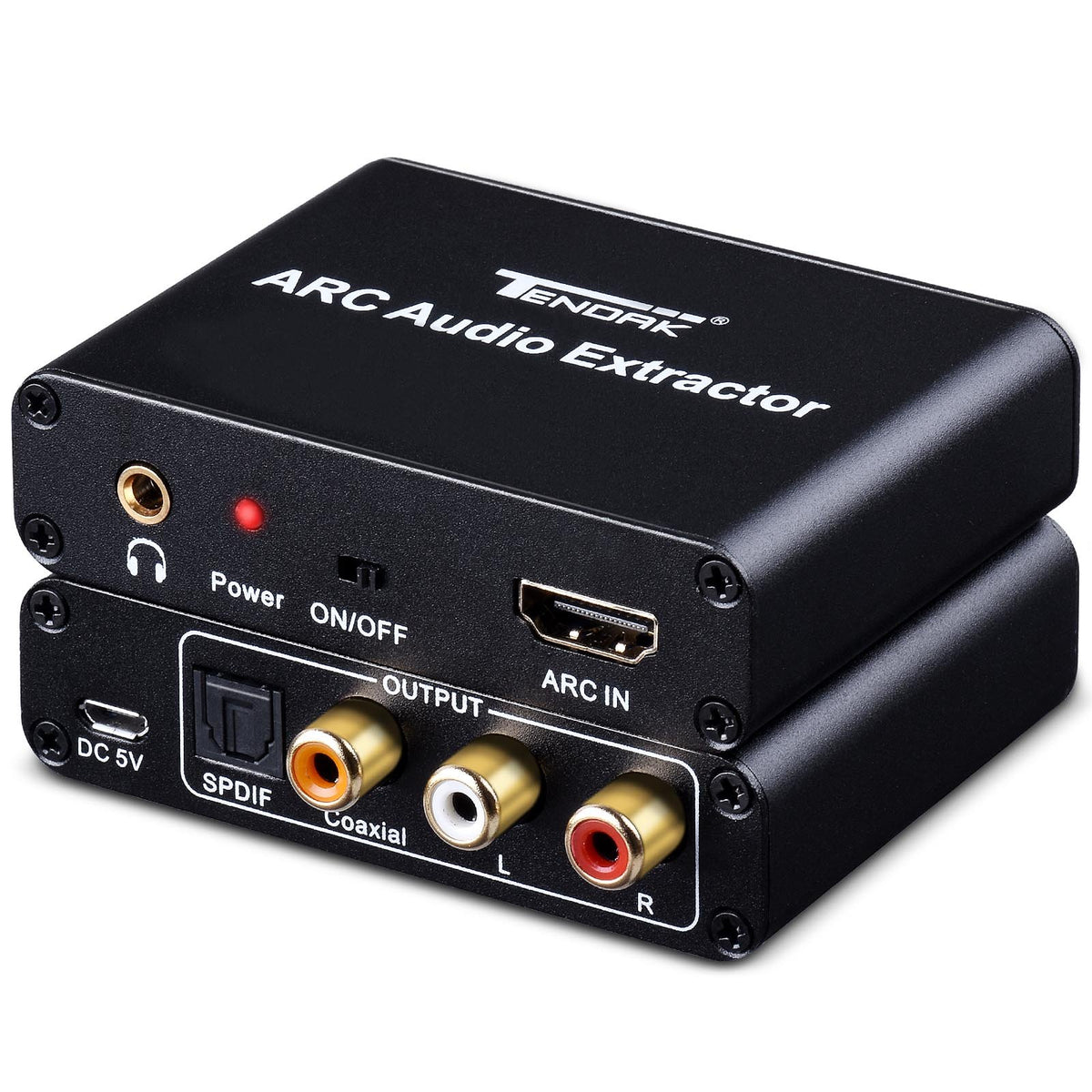 Tendak HDMI ARC adapter front view for compact, easy setup