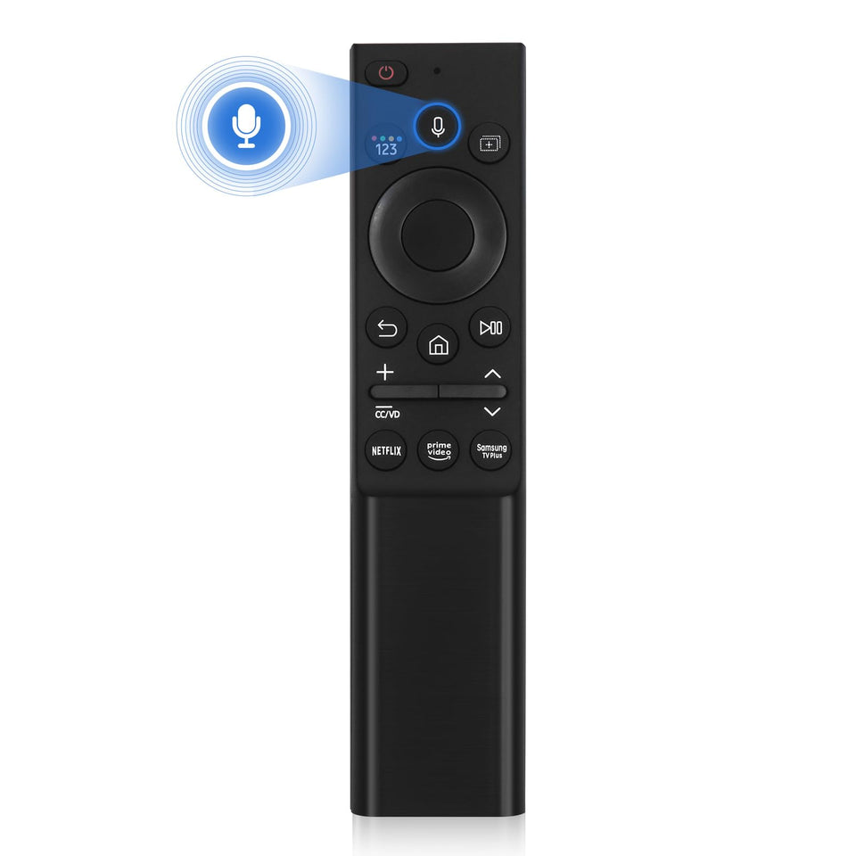 Tendodo BN59-01357F remote front view highlights ergonomic grip for Samsung TVs.