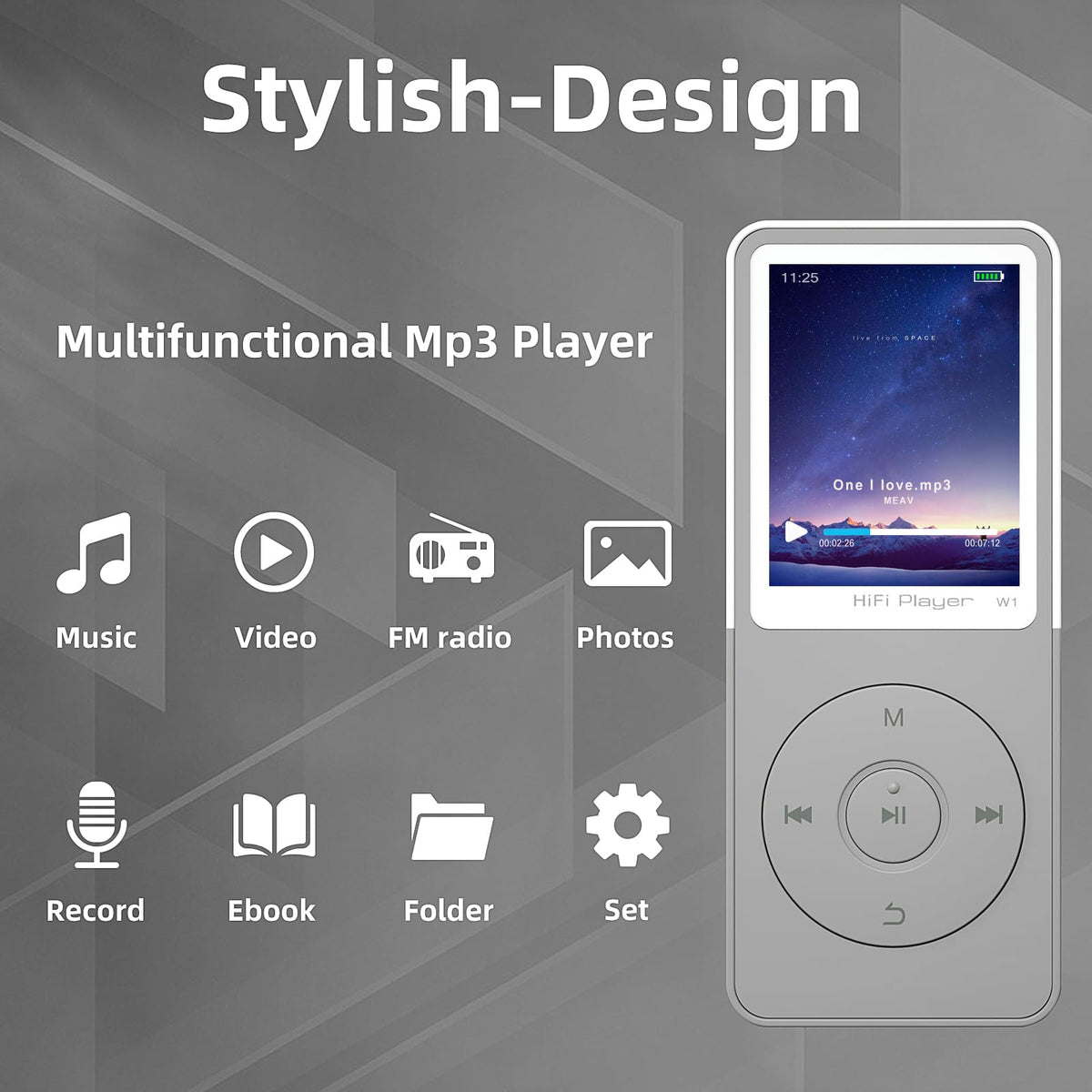 1.8-inch HD screen on Tengsen MP3 Player with simple controls in use