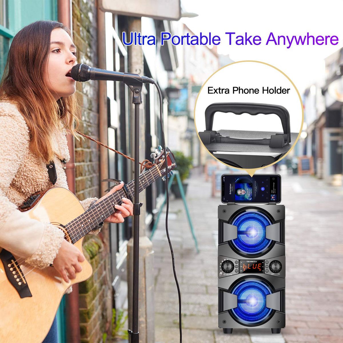 TENMIYA remote and microphone included for karaoke and easy remote control
