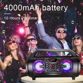Tenmiya A66 RGB lights create vibrant party ambience during playback.