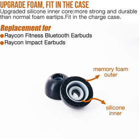 TENNMAK close-up of memory foam with silicone core demonstrating secure fit advantage