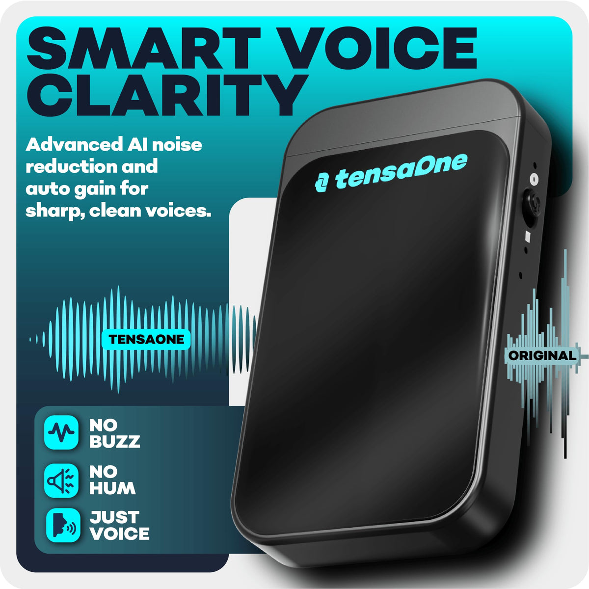 TensaOne mini-audio-recorder with USB-C access for quick playback.