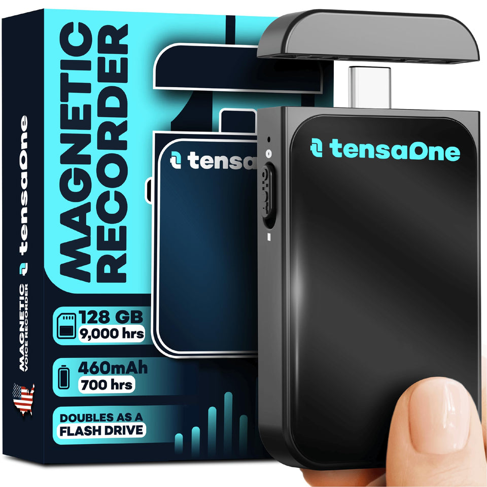 TensaOne voice-activated recorder front view captures meetings hands-free.