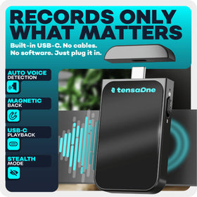 TensaOne magnetic-mount version enables discreet placement during interviews.