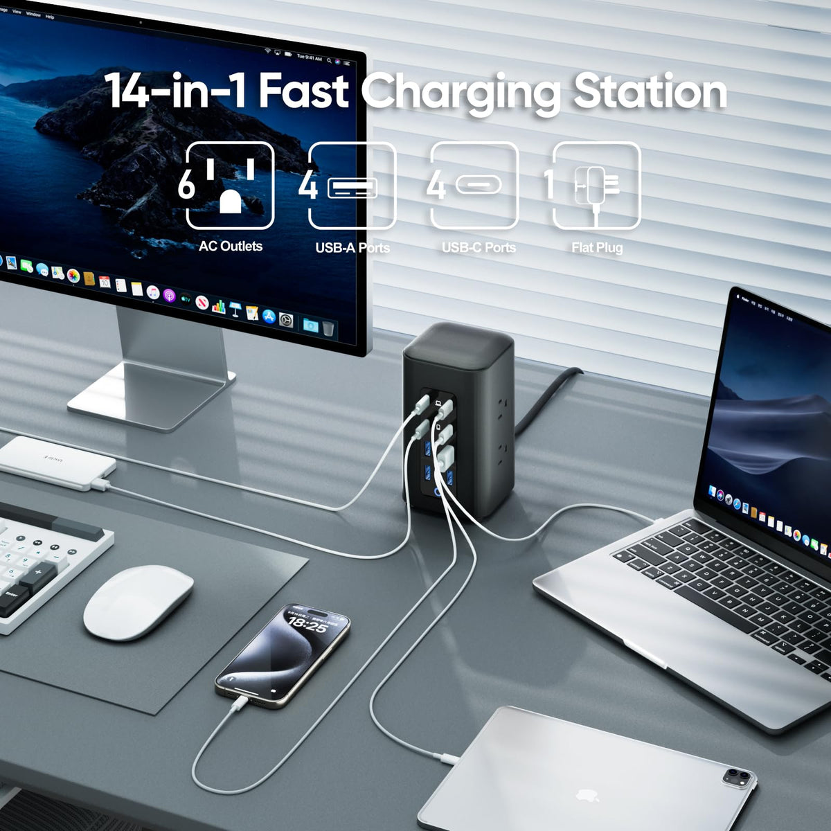 TenTrend close-up of USB ports highlighting high-watt USB-C charging capability