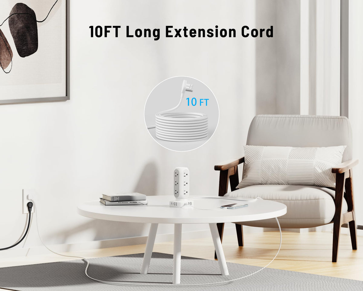TenTrend cord length scale showing 10ft extension for flexible placement