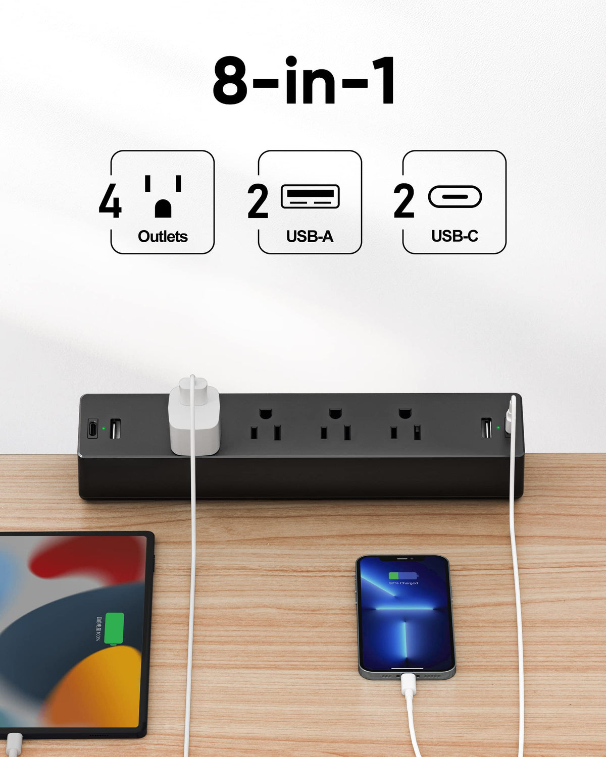 TenTrend desk clamp power strip with USB-C PD ports for fast device charging