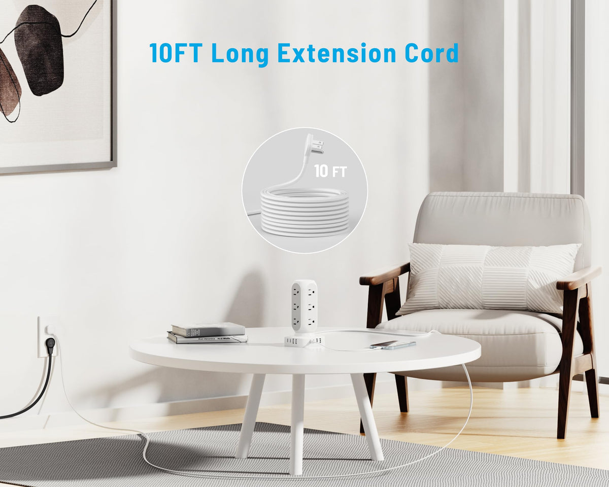TenTrend label and safety features showing surge protector and overload protection benefit