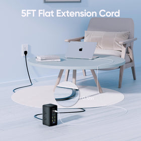 TenTrend tower in home office scene keeping devices charged and cables tidy