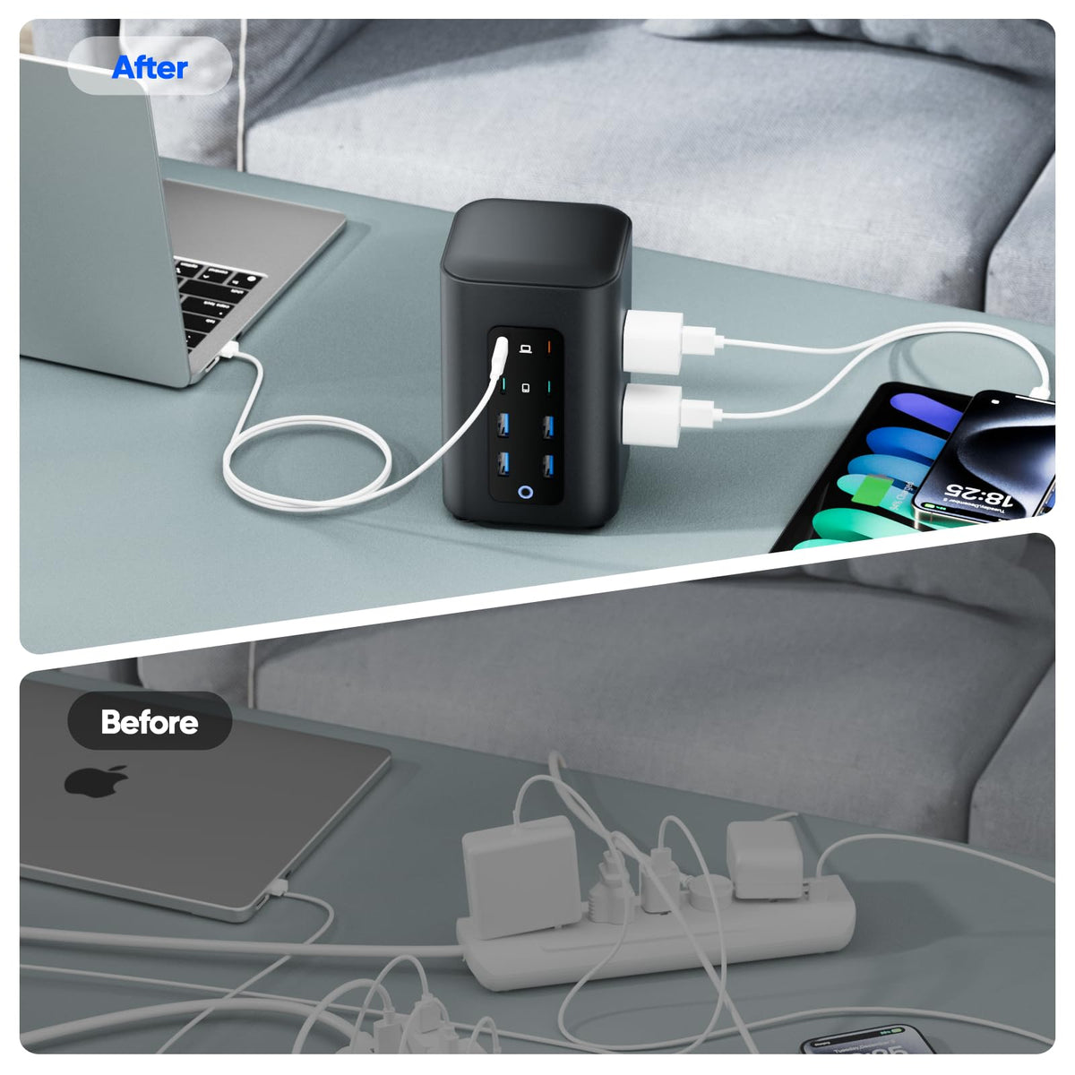 TenTrend on nightstand charging phone and tablet for bedside convenience