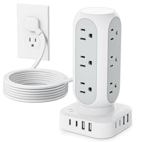 TenTrend tower front view showing outlets and tidy power organization