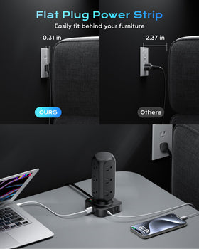 TenTrend tower in use on a desk powering multiple devices for tidy workspace