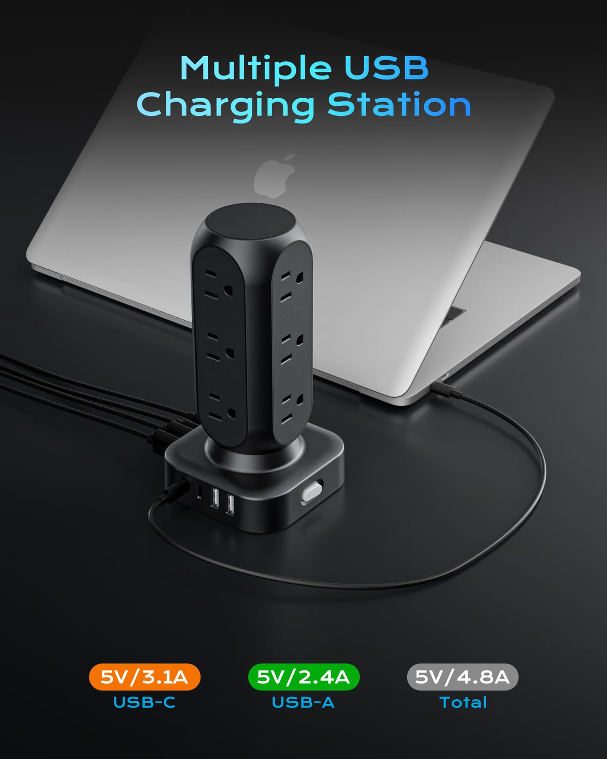 TenTrend Tower USB fast charging station detects devices for efficient charging.