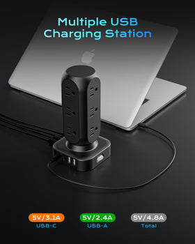TenTrend Tower USB fast charging station detects devices for efficient charging.